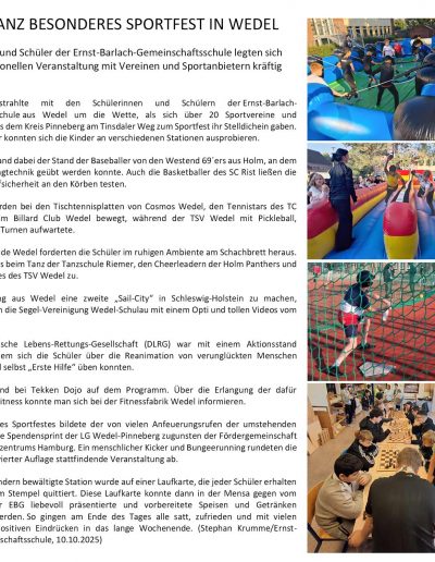 EBG Wedel Pressebericht "Ein ganz besonderes Sportfest"