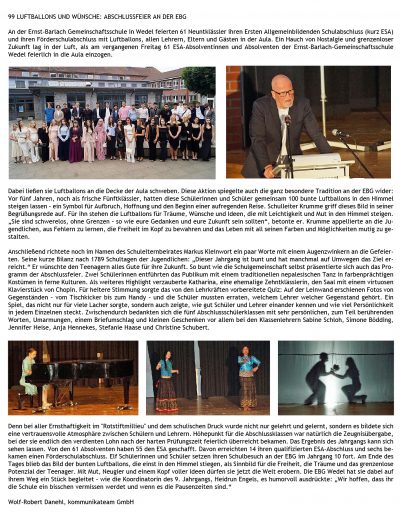 EBG Wedel Pressebericht "99 Luftballons - Abschlussfeier an der EBG"